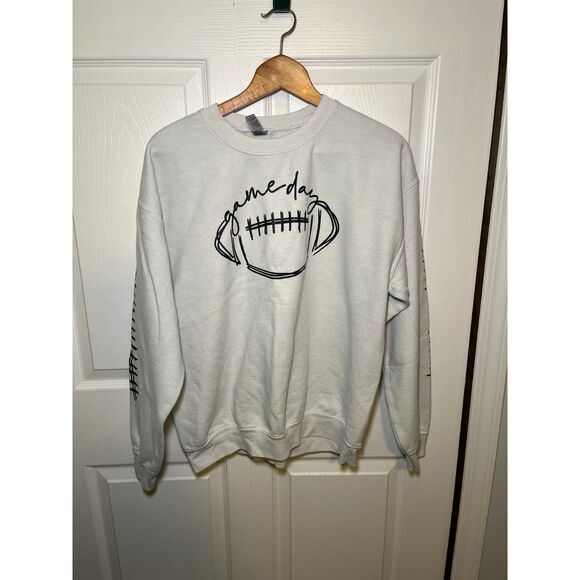 Source Unknown Tops - Game Day Football Graphic Sweatshirt Womens Large White Pullover